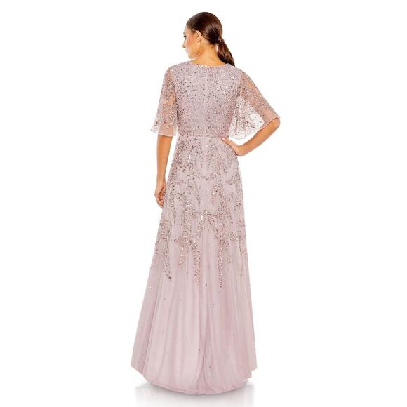 MAC DUGGAL 93681 Vintage Lilac Pink Sequined Butterfly High Low Gown Dress 2 - Picture 2 of 13